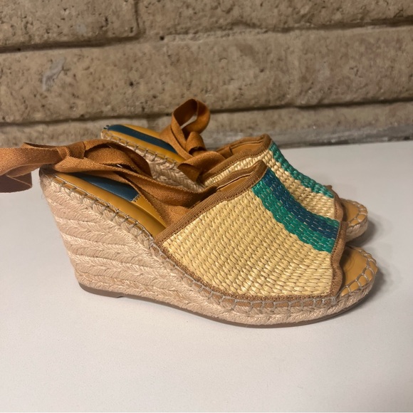 Franco Sarto Sierra Wedge Espadrille - Tan and Teal NWOT - Picture 8 of 9